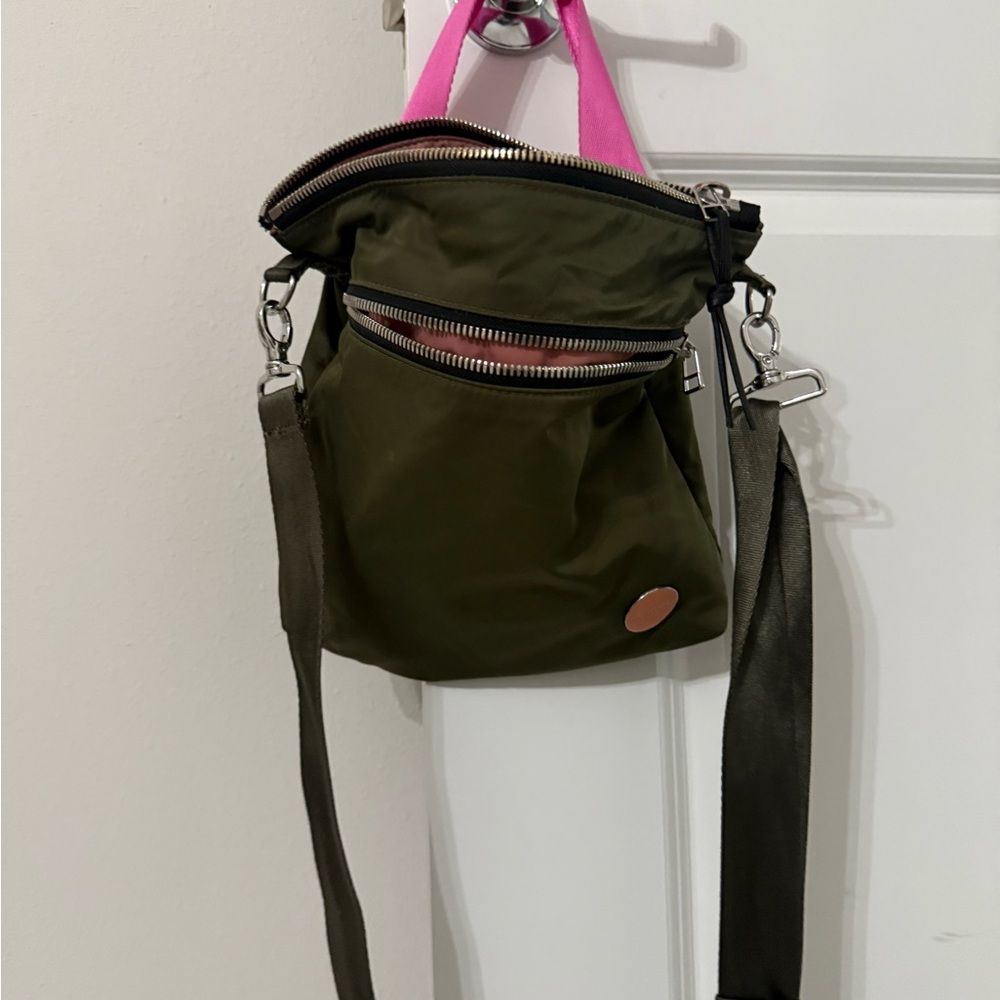 Olive Green and Pink Women's Bag